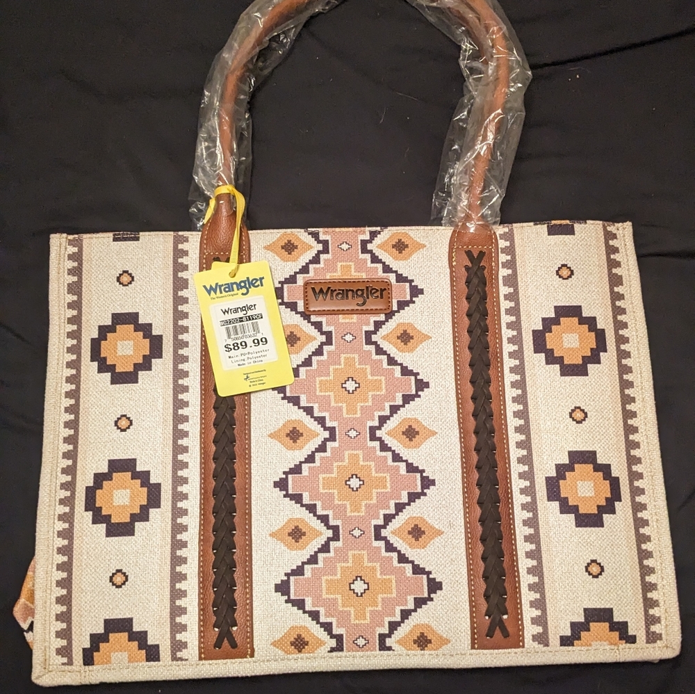 Wrangler Tote wide purse Canvas Light Coffee Brand New With Tags